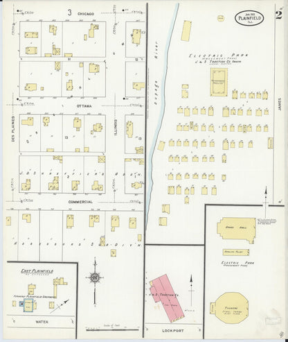 Sanborn Fire Insurance Map from Plainfield, Will County, Illinois (1912), Sheet #0002 - Complete Map Set gallery image, historic Sanborn map, vintage wall art, Illinois Illinois