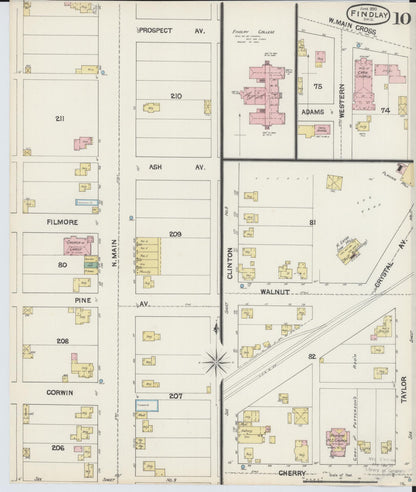 Sanborn Fire Insurance Map from Findlay, Hancock County, Ohio (1890), Sheet #0010 - Complete Map Set gallery image, historic Sanborn map, vintage wall art, Ohio Ohio