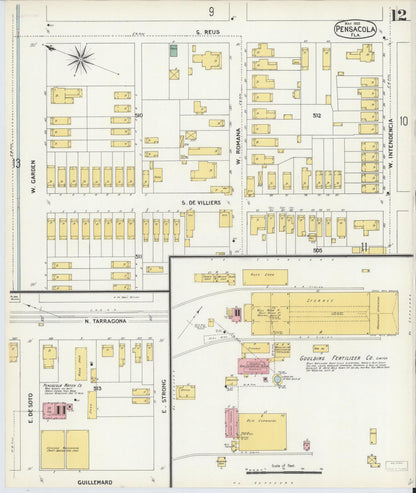 Sanborn Fire Insurance Map from Pensacola, Escambia County, Florida (1903), Sheet #0012 - Complete Map Set gallery image, historic Sanborn map, vintage wall art, Florida Florida
