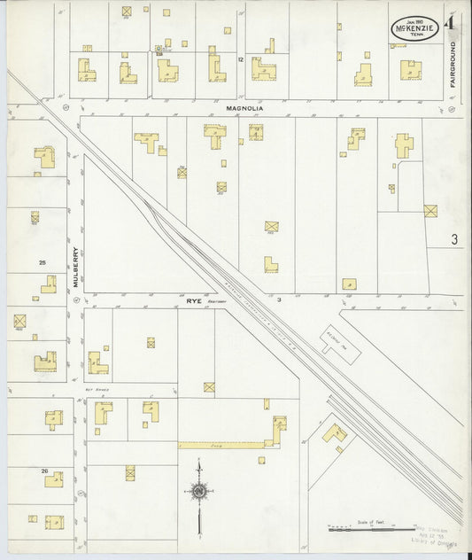 Sanborn Fire Insurance Map from McKenzie, Carroll County, Tennessee (1910), Sheet #0004 - Historic Sanborn Fire Insurance Map Print, vintage old map wall art, antique decor, genealogy gift, Tennessee Tennessee map