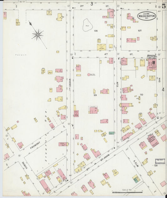 Sanborn Fire Insurance Map from Washington, Franklin County, Missouri (1898), Sheet #0005 - Historic Sanborn Fire Insurance Map Print, vintage old map wall art, antique decor, genealogy gift, Washington Washington map