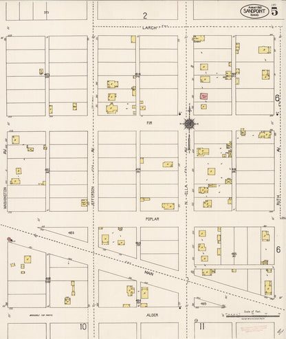 Sanborn Fire Insurance Map from Sandpoint, Bonner County, Idaho (1921), Sheet #0005 - Complete Map Set gallery image, historic Sanborn map, vintage wall art, Idaho Idaho