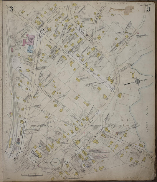 Sanborn Fire Insurance Map from Cohasset, Norfolk County, Massachusetts (1952), Sheet #0003 - Historic Sanborn Fire Insurance Map Print, vintage old map wall art, antique decor, genealogy gift, Massachusetts Massachusetts map