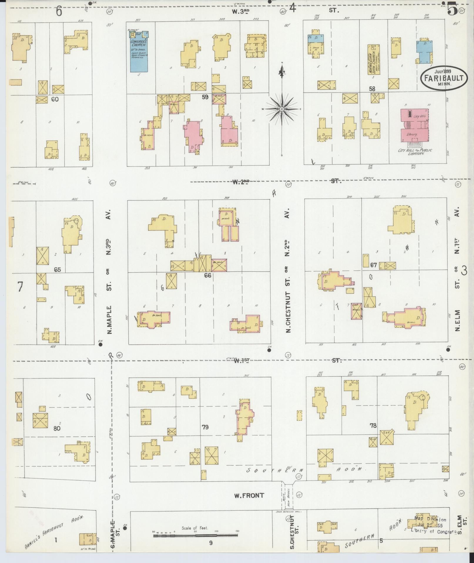 Sanborn Fire Insurance Map from Faribault, Rice County, Minnesota (1899), Sheet #0005 - Complete Map Set gallery image, historic Sanborn map, vintage wall art, Minnesota Minnesota