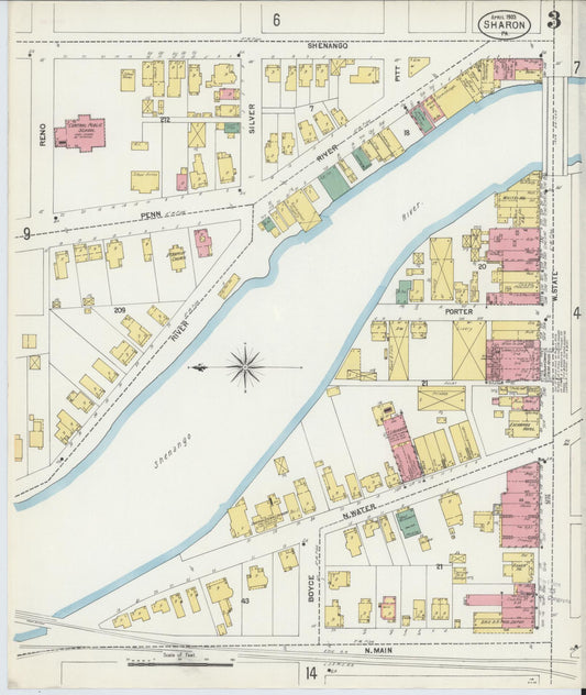 Sanborn Fire Insurance Map from Sharon, Mercer County, Pennsylvania (1903), Sheet #0003 - Historic Sanborn Fire Insurance Map Print, vintage old map wall art, antique decor, genealogy gift, Pennsylvania Pennsylvania map