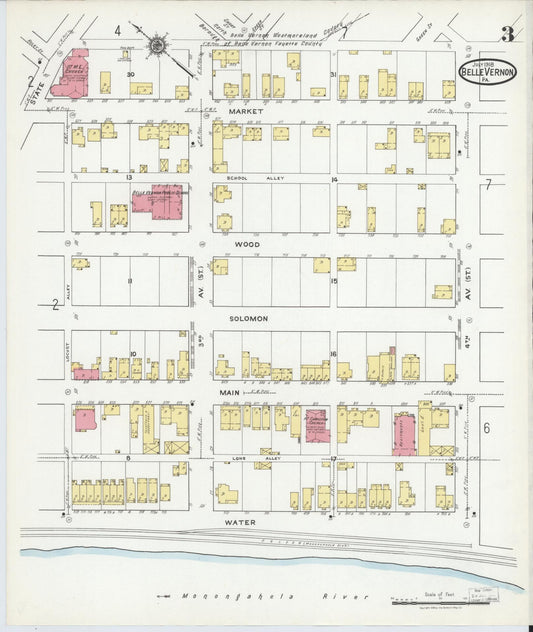 Sanborn Fire Insurance Map from Belle Vernon, Fayette County, Pennsylvania (1918), Sheet #0003 - Historic Sanborn Fire Insurance Map Print, vintage old map wall art, antique decor, genealogy gift, Pennsylvania Pennsylvania map
