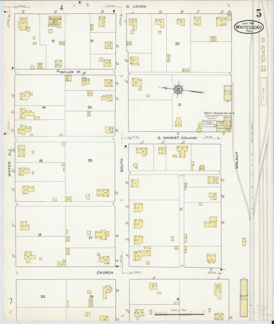 Sanborn Fire Insurance Map from Whitesboro, Grayson County, Texas (1915), Sheet #0005 - Historic Sanborn Fire Insurance Map Print, vintage old map wall art, antique decor, genealogy gift, Texas Texas map