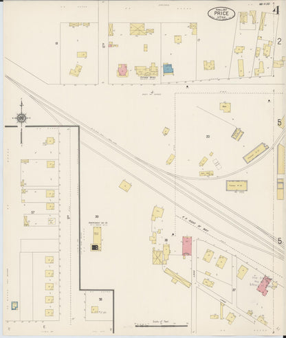 Sanborn Fire Insurance Map from Price, Carbon County, Utah (1917), Sheet #0004 - Complete Map Set gallery image, historic Sanborn map, vintage wall art, Utah Utah