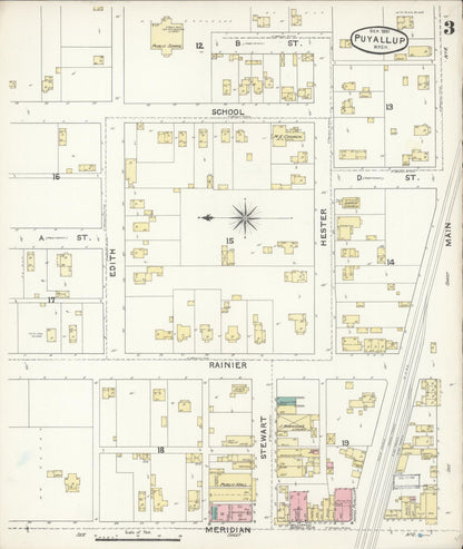 Sanborn Fire Insurance Map from Puyallup, Pierce County, Washington (1891), Sheet #0003 - Complete Map Set gallery image, historic Sanborn map, vintage wall art, Washington Washington