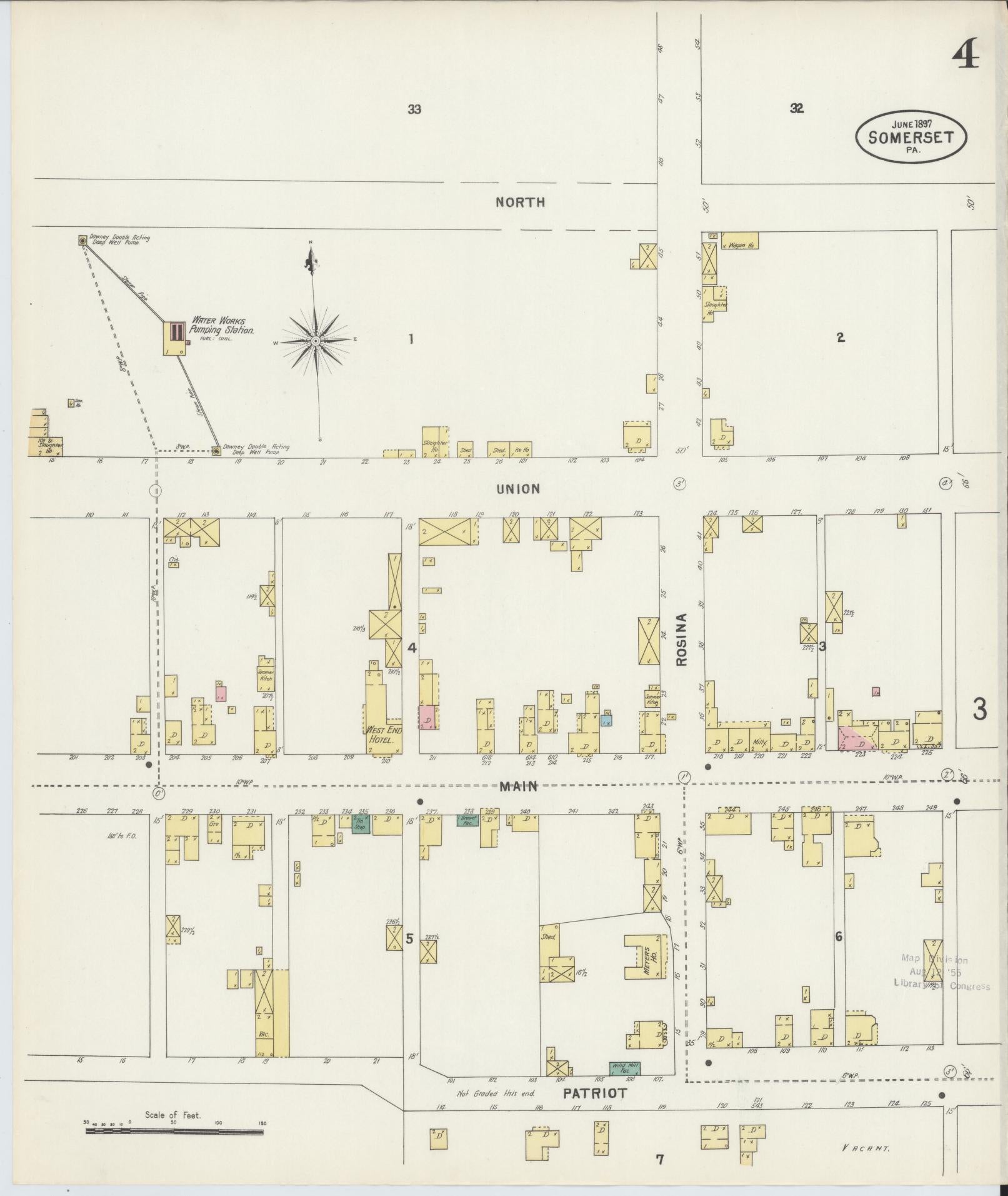 Sanborn Fire Insurance Map from Somerset, Somerset County, Pennsylvania (1897), Sheet #0004 - Complete Map Set gallery image, historic Sanborn map, vintage wall art, Pennsylvania Pennsylvania