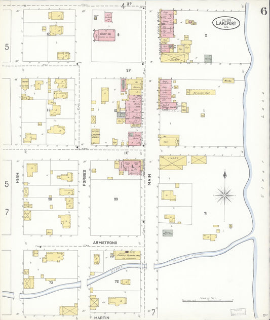 Sanborn Fire Insurance Map from Lakeport, Lake County, California (1905), Sheet #0006 - Historic Sanborn Fire Insurance Map Print, vintage old map wall art, antique decor, genealogy gift, California California map