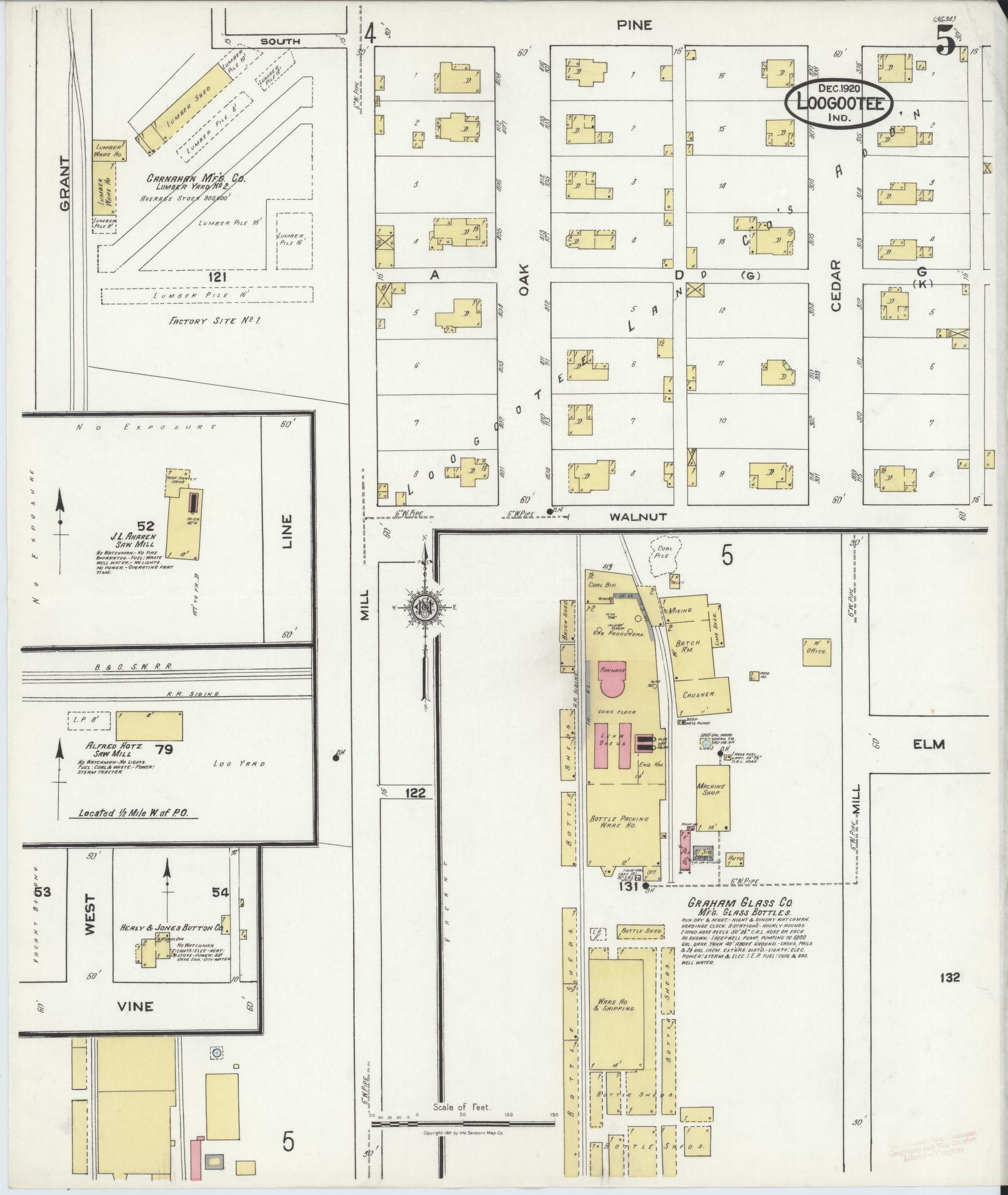 Sanborn Fire Insurance Map from Loogootee, Martin County, Indiana (1920), Sheet #0005 - Complete Map Set gallery image, historic Sanborn map, vintage wall art, Indiana Indiana