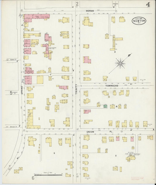 Sanborn Fire Insurance Map from Newton, Sussex County, New Jersey (1897), Sheet #0004 - Historic Sanborn Fire Insurance Map Print, vintage old map wall art, antique decor, genealogy gift, New Jersey New Jersey map