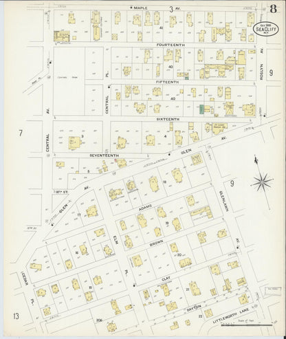 Sanborn Fire Insurance Map from Sea Cliff, Nassau County, New York (1908), Sheet #0008 - Complete Map Set gallery image, historic Sanborn map, vintage wall art, New York New York