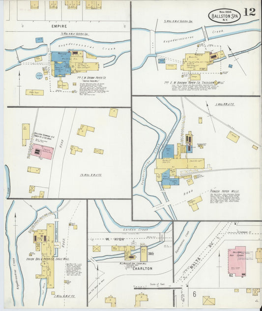 Sanborn Fire Insurance Map from Ballston Spa, Saratoga County, New York (1904), Sheet #0012 - Historic Sanborn Fire Insurance Map Print, vintage old map wall art, antique decor, genealogy gift, New York New York map