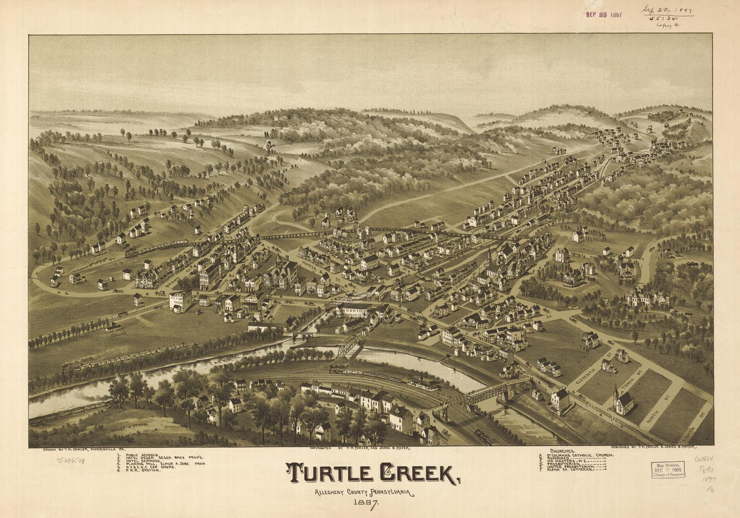 Turtle Creek, Allegheny County, Pennsylvania 1897. (1897) – Historic Bird’s-Eye View Panorama Print