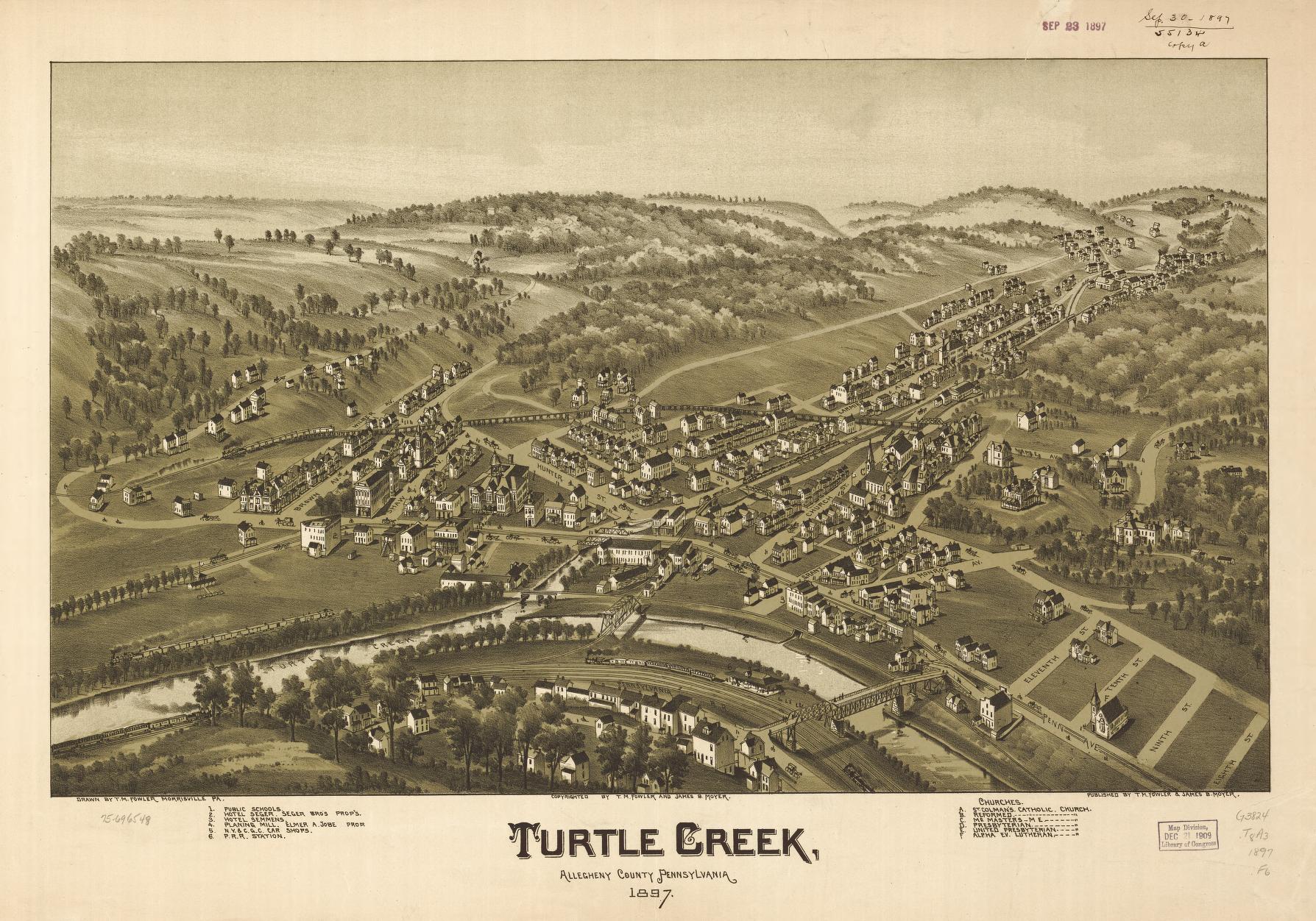 Turtle Creek, Allegheny County, Pennsylvania 1897. (1897) – Historic Bird’s-Eye View Panorama Print