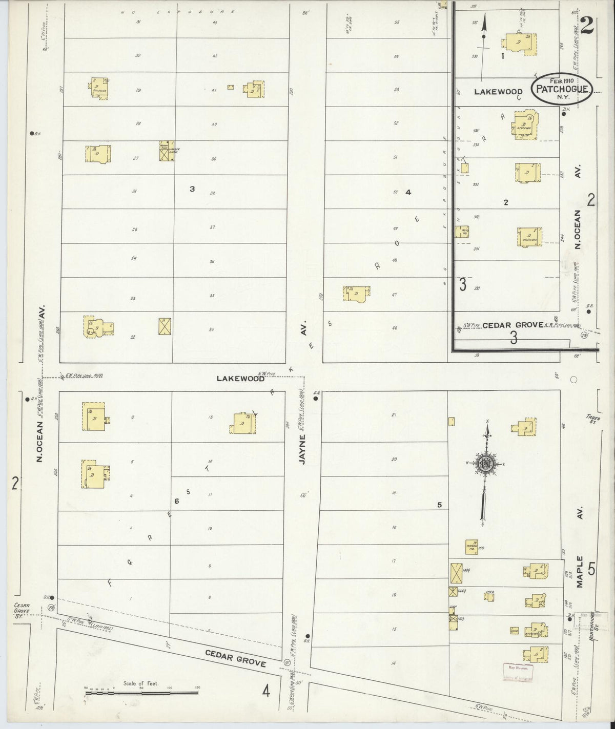 Sanborn Fire Insurance Map from Patchogue, Suffolk County, New York (1910), Sheet #0002 - Complete Map Set gallery image, historic Sanborn map, vintage wall art, New York New York