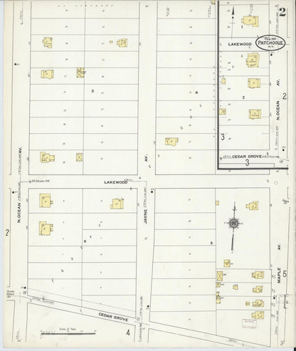 Sanborn Fire Insurance Map from Patchogue, Suffolk County, New York (1910), Sheet #0002 - Complete Map Set gallery image, historic Sanborn map, vintage wall art, New York New York
