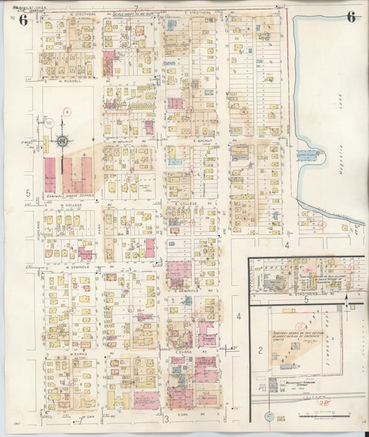 Sanborn Fire Insurance Map from Seminole, Seminole County, Oklahoma (1949), Sheet #0006 - Historic Sanborn Fire Insurance Map Print, vintage old map wall art, antique decor, genealogy gift, Oklahoma Oklahoma map