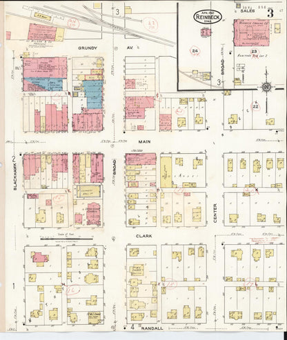 Sanborn Fire Insurance Map from Reinbeck, Grundy County, Iowa (1935), Sheet #0003 - Historic Sanborn Fire Insurance Map Print, vintage old map wall art
