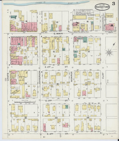 Sanborn Fire Insurance Map from Beardstown, Cass County, Illinois (1894), Sheet #0003 - Historic Sanborn Fire Insurance Map Print, vintage old map wall art, antique decor, genealogy gift, Illinois Illinois map