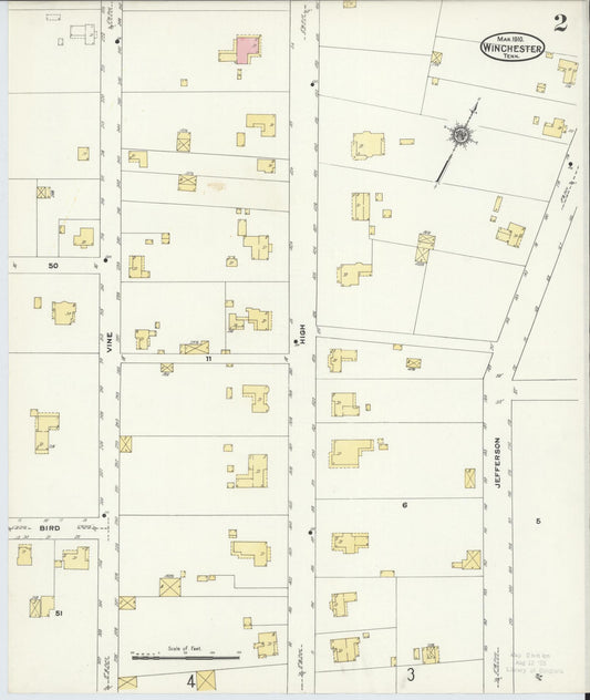 Sanborn Fire Insurance Map from Winchester, Franklin County, Tennessee (1910), Sheet #0002 - Historic Sanborn Fire Insurance Map Print, vintage old map wall art, antique decor, genealogy gift, Tennessee Tennessee map