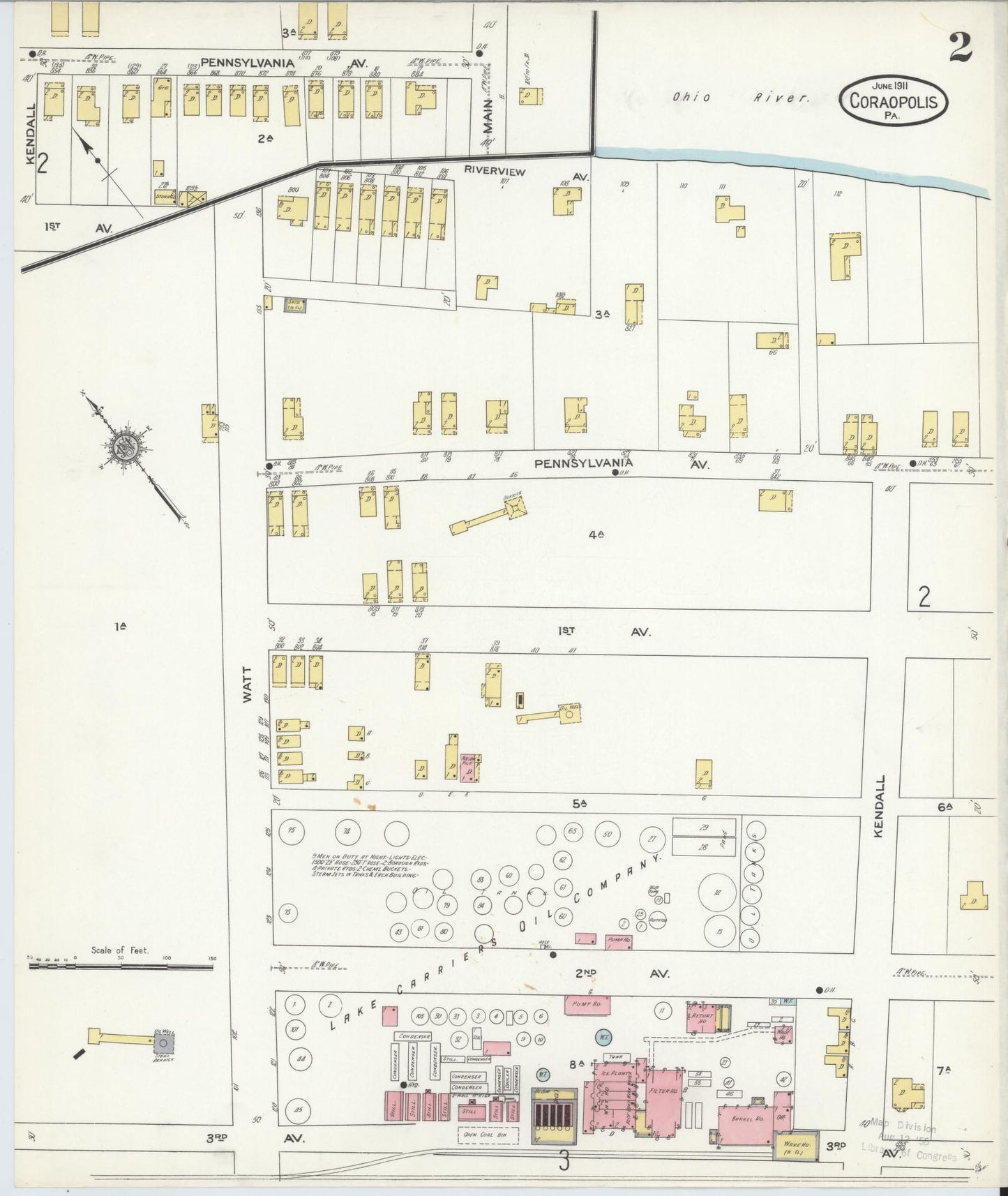 Sanborn Fire Insurance Map from Coraopolis, Allegheny County, Pennsylvania (1911), Sheet #0002 - Historic Sanborn Fire Insurance Map Print, vintage old map wall art, antique decor, genealogy gift, Pennsylvania Pennsylvania map