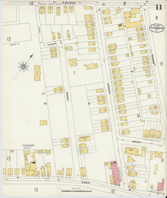Sanborn Fire Insurance Map from Plymouth, Luzerne County, Pennsylvania (1902), Sheet #0011 - Historic Sanborn Fire Insurance Map Print, vintage old map wall art, antique decor, genealogy gift, Pennsylvania Pennsylvania map