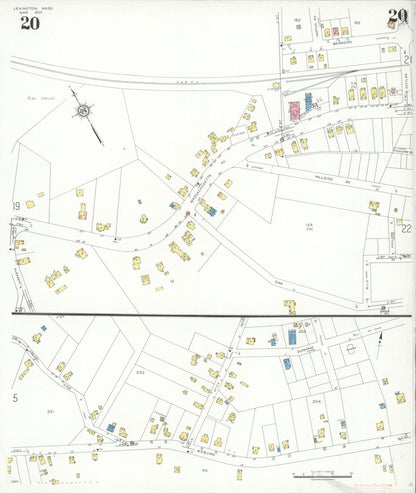 Sanborn Fire Insurance Map from Lexington, Middlesex County, Massachusetts (1935), Sheet #0020 - Historic Sanborn Fire Insurance Map Print, vintage old map wall art, antique decor, genealogy gift, Massachusetts Massachusetts map