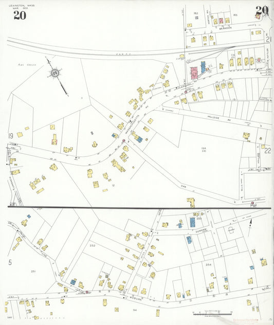 Sanborn Fire Insurance Map from Lexington, Middlesex County, Massachusetts (1935), Sheet #0020 - Historic Sanborn Fire Insurance Map Print, vintage old map wall art, antique decor, genealogy gift, Massachusetts Massachusetts map
