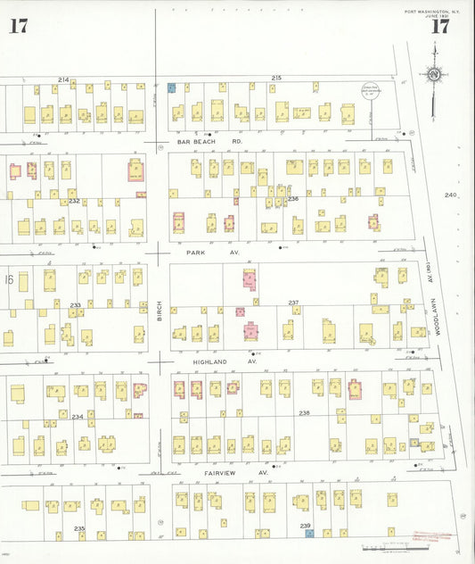 Sanborn Fire Insurance Map from Port Washington, Nassau County, New York (1931), Sheet #0017 - Historic Sanborn Fire Insurance Map Print, vintage old map wall art, antique decor, genealogy gift, New York New York map