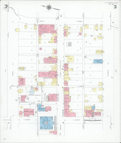 Sanborn Fire Insurance Map from Saint Clairsville, Belmont County, Ohio (1946), Sheet #0003 - Complete Map Set gallery image, historic Sanborn map, vintage wall art, Ohio Ohio