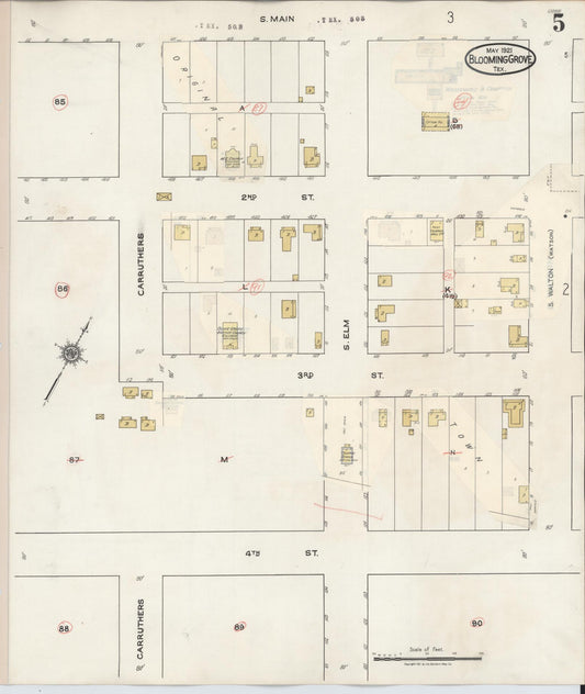 Sanborn Fire Insurance Map from Blooming Grove, Navarro County, Texas (1934), Sheet #0005 - Historic Sanborn Fire Insurance Map Print, vintage old map wall art, antique decor, genealogy gift, Texas Texas map