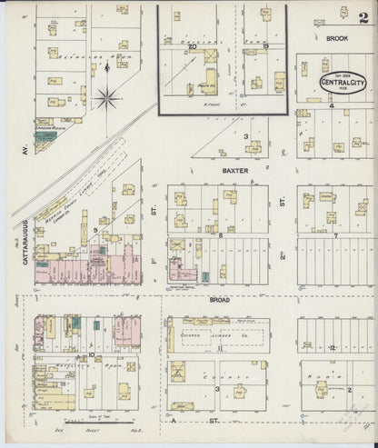 Sanborn Fire Insurance Map from Central City, Merrick County, Nebraska (1889), Sheet #0002 - Complete Map Set gallery image, historic Sanborn map, vintage wall art, Nebraska Nebraska