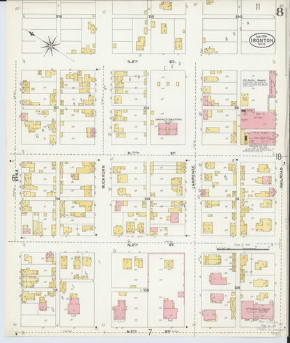 Sanborn Fire Insurance Map from Ironton, Lawrence County, Ohio (1904), Sheet #0008 - Historic Sanborn Fire Insurance Map Print, vintage old map wall art, antique decor, genealogy gift, Ohio Ohio map