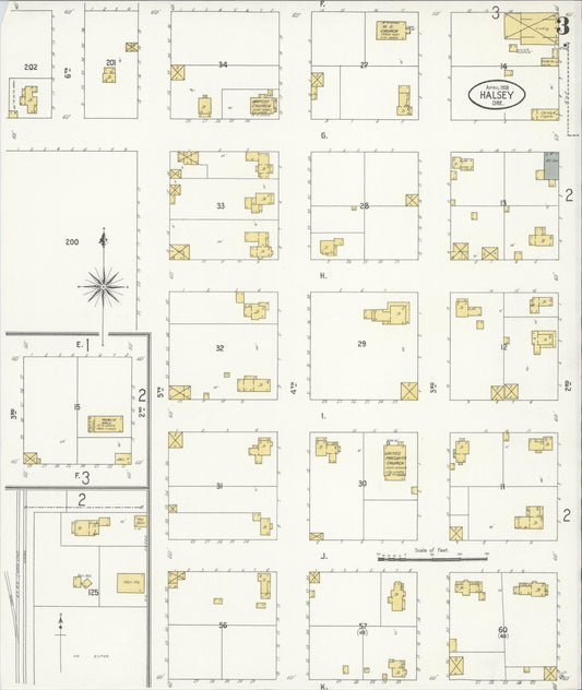Sanborn Fire Insurance Map from Halsey, Linn County, Oregon (1908), Sheet #0003 - Historic Sanborn Fire Insurance Map Print, vintage old map wall art, antique decor, genealogy gift, Oregon Oregon map