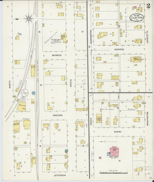 Sanborn Fire Insurance Map from Clayton, Adams County, Illinois (1898), Sheet #0002 - Historic Sanborn Fire Insurance Map Print, vintage old map wall art, antique decor, genealogy gift, Illinois Illinois map