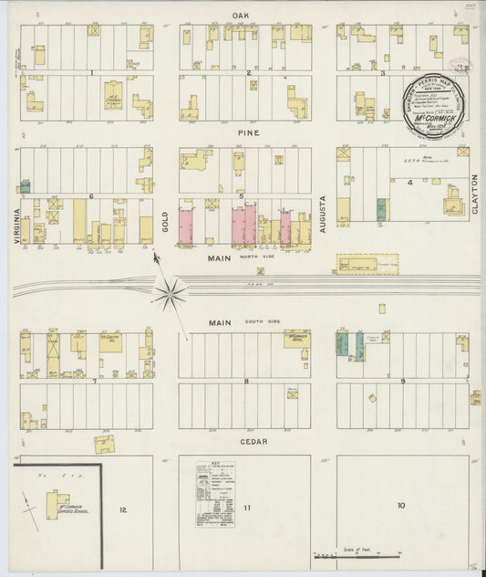 Sanborn Fire Insurance Map from McCormick, McCormick County, South Carolina (1894), Sheet #0001 - Historic Sanborn Fire Insurance Map Print, vintage old map wall art, antique decor, genealogy gift, South Carolina South Carolina map