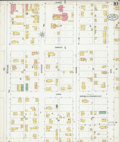 Sanborn Fire Insurance Map from De Pere, Brown County, Wisconsin (1900), Sheet #0010 - Complete Map Set gallery image, historic Sanborn map, vintage wall art, Wisconsin Wisconsin