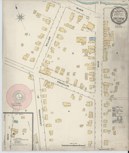 Sanborn Fire Insurance Map from Hallstead, Susquehanna County, Pennsylvania (1892), Sheet #0001 - Historic Sanborn Fire Insurance Map Print, vintage old map wall art, antique decor, genealogy gift, Pennsylvania Pennsylvania map