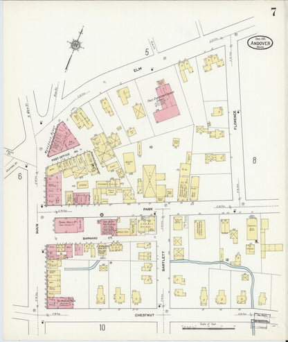 Sanborn Fire Insurance Map from Andover, Essex County, Massachusetts (1911), Sheet #0007 - Complete Map Set gallery image, historic Sanborn map, vintage wall art, Massachusetts Massachusetts