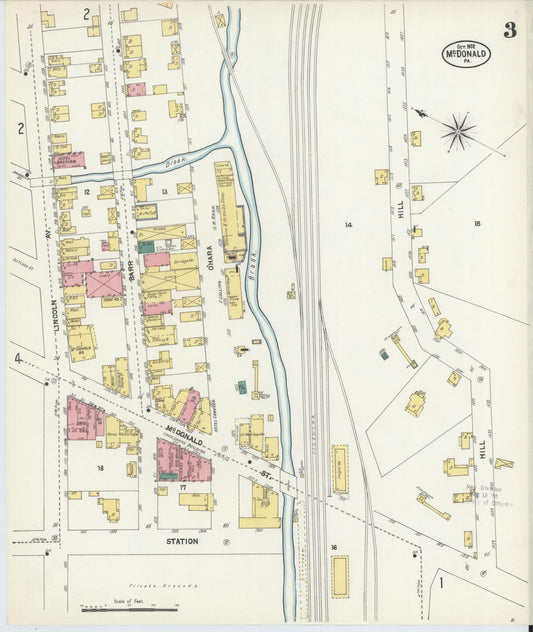 Sanborn Fire Insurance Map from McDonald, Washington County, Pennsylvania (1902), Sheet #0003 - Historic Sanborn Fire Insurance Map Print, vintage old map wall art, antique decor, genealogy gift, Pennsylvania Pennsylvania map