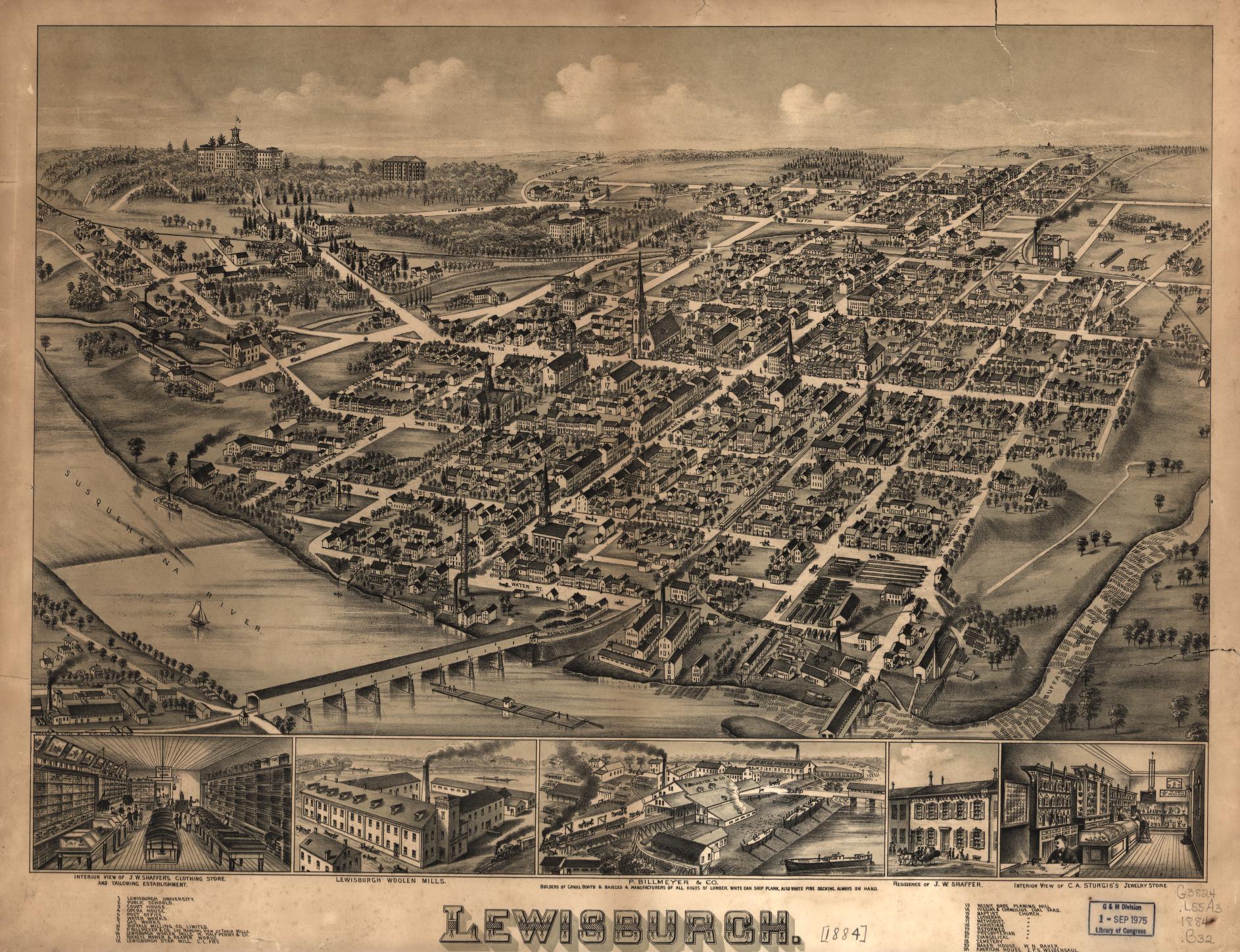 Lewisburgh. (1884) – Historic Bird’s-Eye View Panorama Print