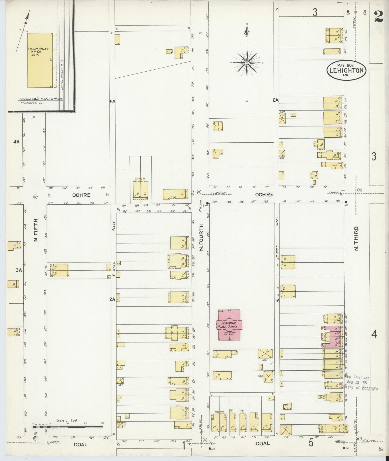 Sanborn Fire Insurance Map from Lehighton, Carbon County, Pennsylvania (1908), Sheet #0002 - Complete Map Set gallery image, historic Sanborn map, vintage wall art, Pennsylvania Pennsylvania