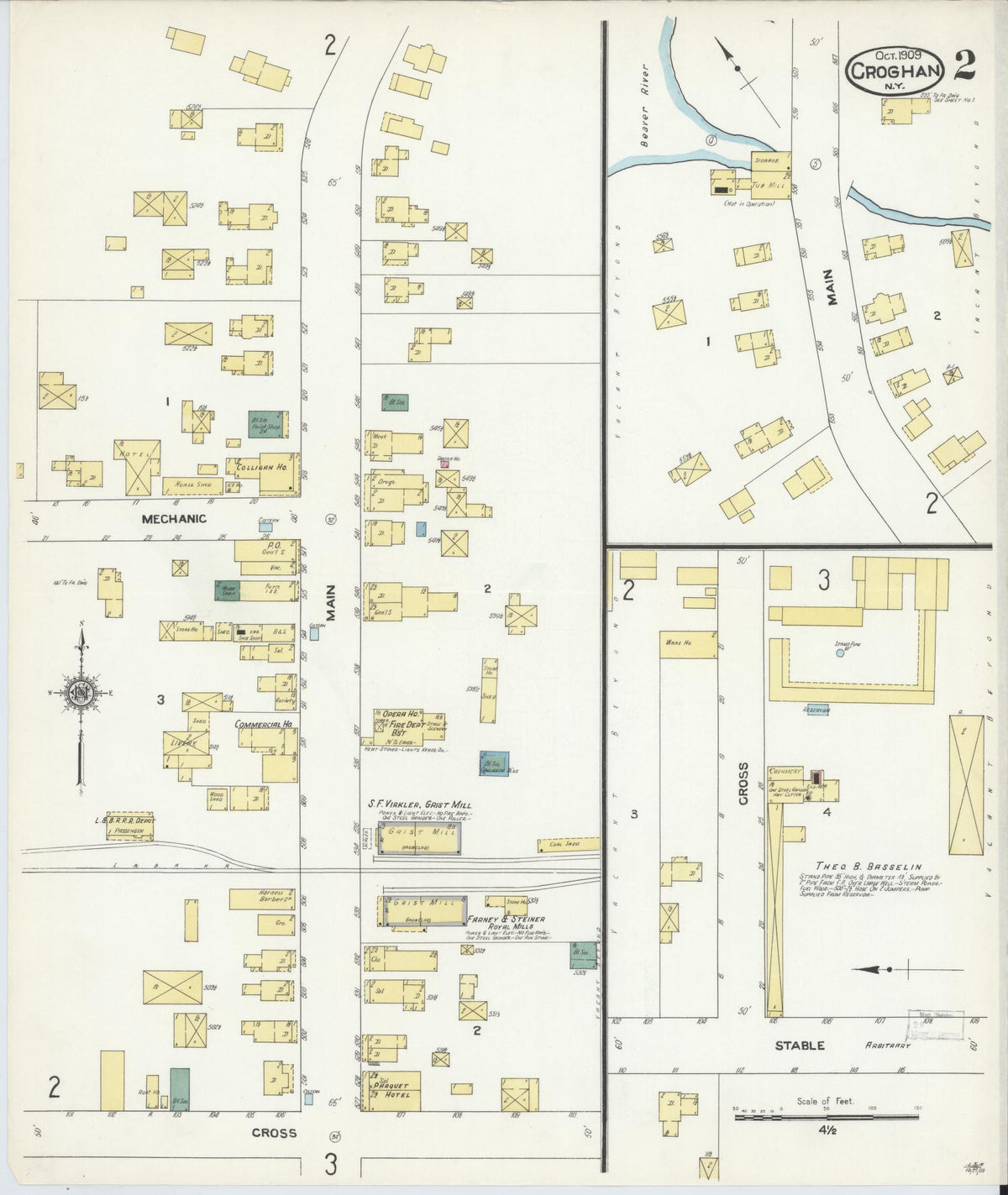 Sanborn Fire Insurance Map from Croghan, Lewis County, New York (1909), Sheet #0002 - Complete Map Set gallery image, historic Sanborn map, vintage wall art, New York New York