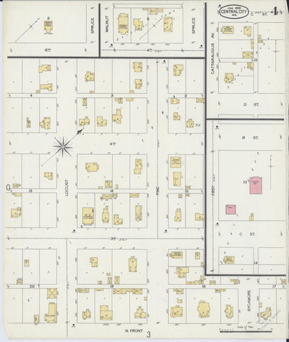 Sanborn Fire Insurance Map from Central City, Merrick County, Nebraska (1899), Sheet #0004 - Complete Map Set gallery image, historic Sanborn map, vintage wall art, Nebraska Nebraska