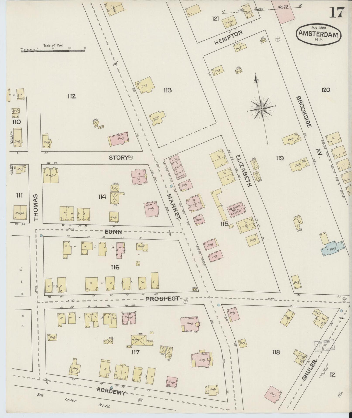 Sanborn Fire Insurance Map from Amsterdam, Montgomery County, New York (1888), Sheet #0017 - Complete Map Set gallery image, historic Sanborn map, vintage wall art, New York New York
