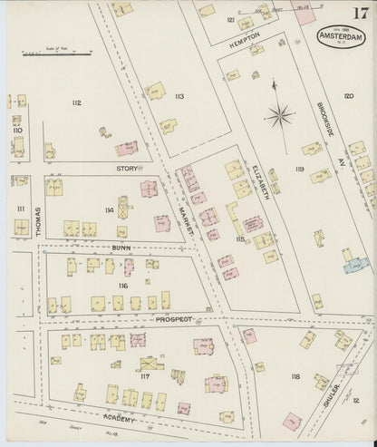 Sanborn Fire Insurance Map from Amsterdam, Montgomery County, New York (1888), Sheet #0017 - Complete Map Set gallery image, historic Sanborn map, vintage wall art, New York New York