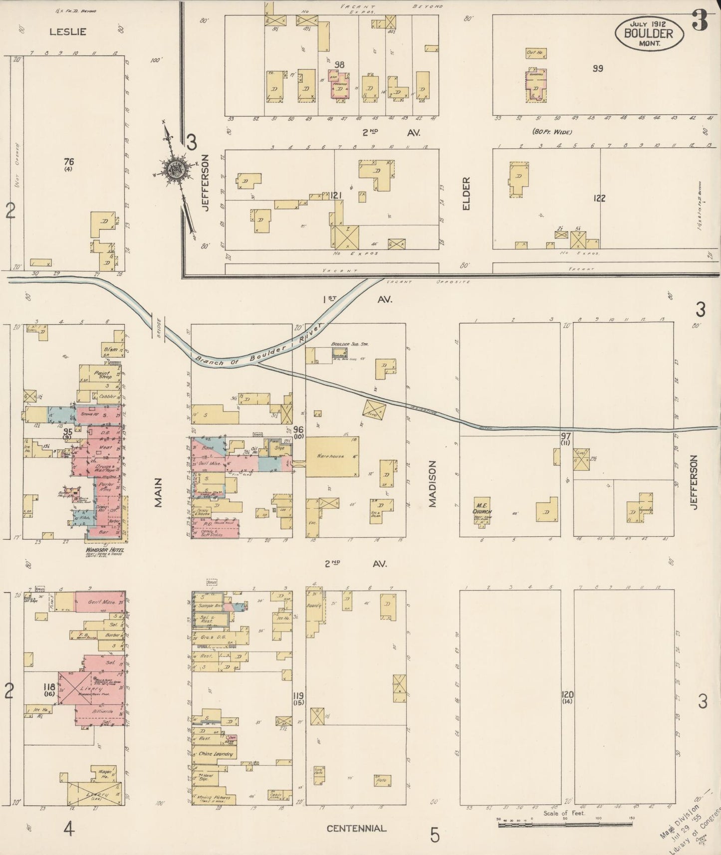 Sanborn Fire Insurance Map from Boulder, Jefferson County, Montana (1912), Sheet #0003 - Complete Map Set gallery image, historic Sanborn map, vintage wall art, Montana Montana